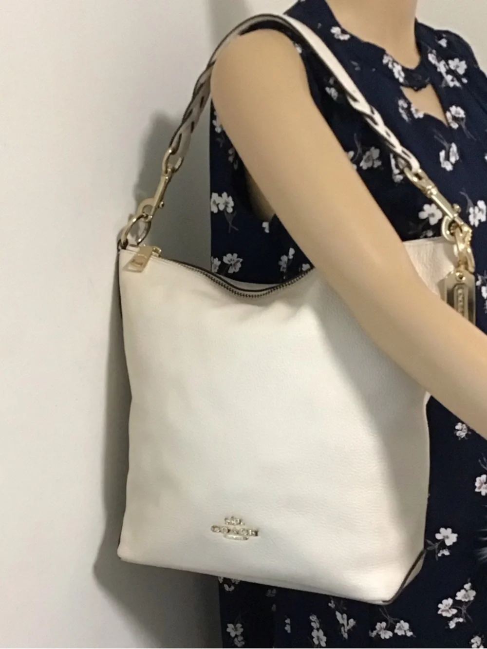 Coach Ivory  Chalk Leather Abby Duffle Shoulder Bag EUC Dustbag